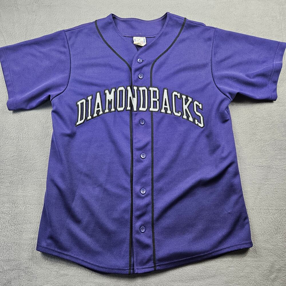 Diamondbacks Baseball Jersey Vintage Purple Off the Bench Mens L Button Stitched